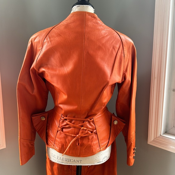 Vintage Sema burnt orange leather suit size 40 - Picture 5 of 16